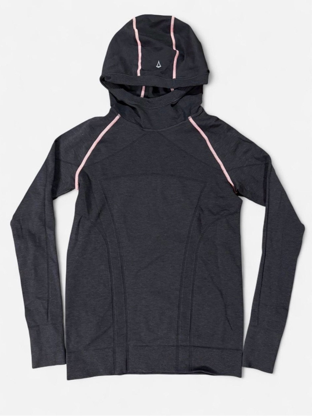 ivivva Hoodie Girls 14 Gray Pink Stretch Seamless Pullover Thumbholes Gym Train - Picture 1 of 9